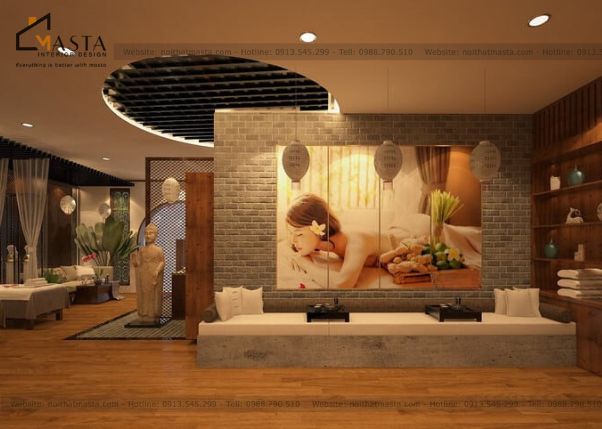 Sử dụng các loại tủ gỗ, bàn ghế gỗ có màu phù hợp với màu chủ đạo của spa